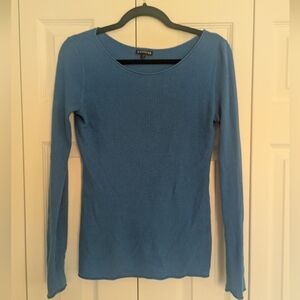 Blue Long Sleeve Ribbed Sweater